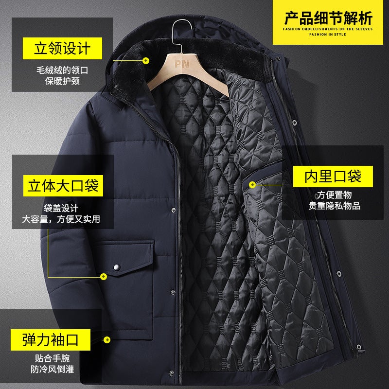 Middle-Aged And Elderly People'S Cotton-Padded Coat Men'S Fleece-Lined Thickened Coat Grandpa'S Cotton-Padded Coat Winter Warm Cotton-Padded Coat For Middle-Aged Father - Image 5